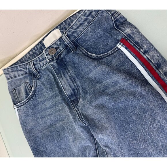 One Teaspoon Ankle Jeans Womens 29X28 High Waist Baggy Distressed Striped - Picture 5 of 13